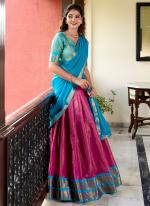 Kanchipuram Pink Traditional Wear Weaving  Readymade Lehenga Choli